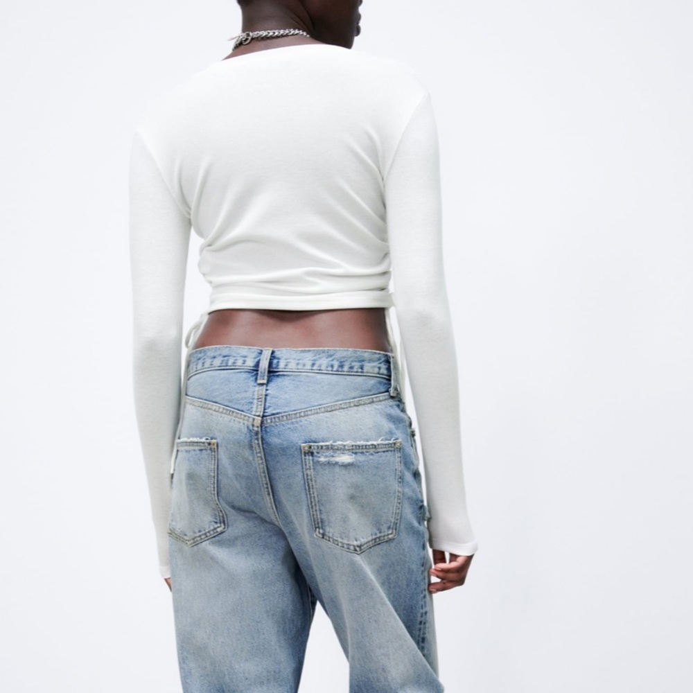 Sold  ZARA RIBBED GATHER DETAIL TOP - Picture 5 of 12